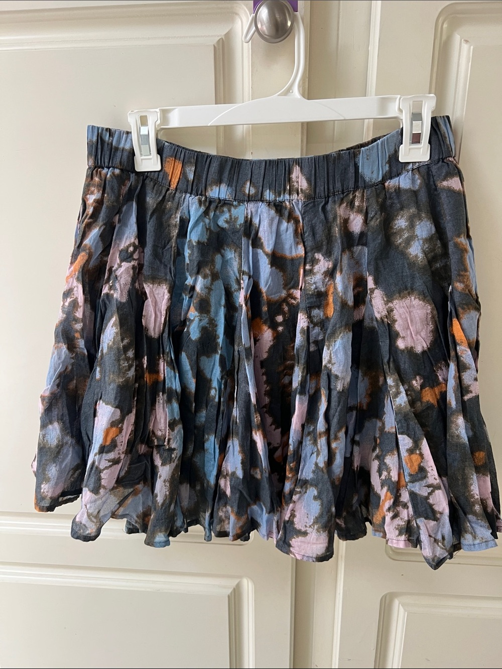 Free People Multicolor Floral Skater Skirt - Black, Blue & Pink